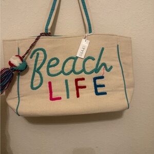 Katydid Beach Life Tote - Cream with Multicolor Accents